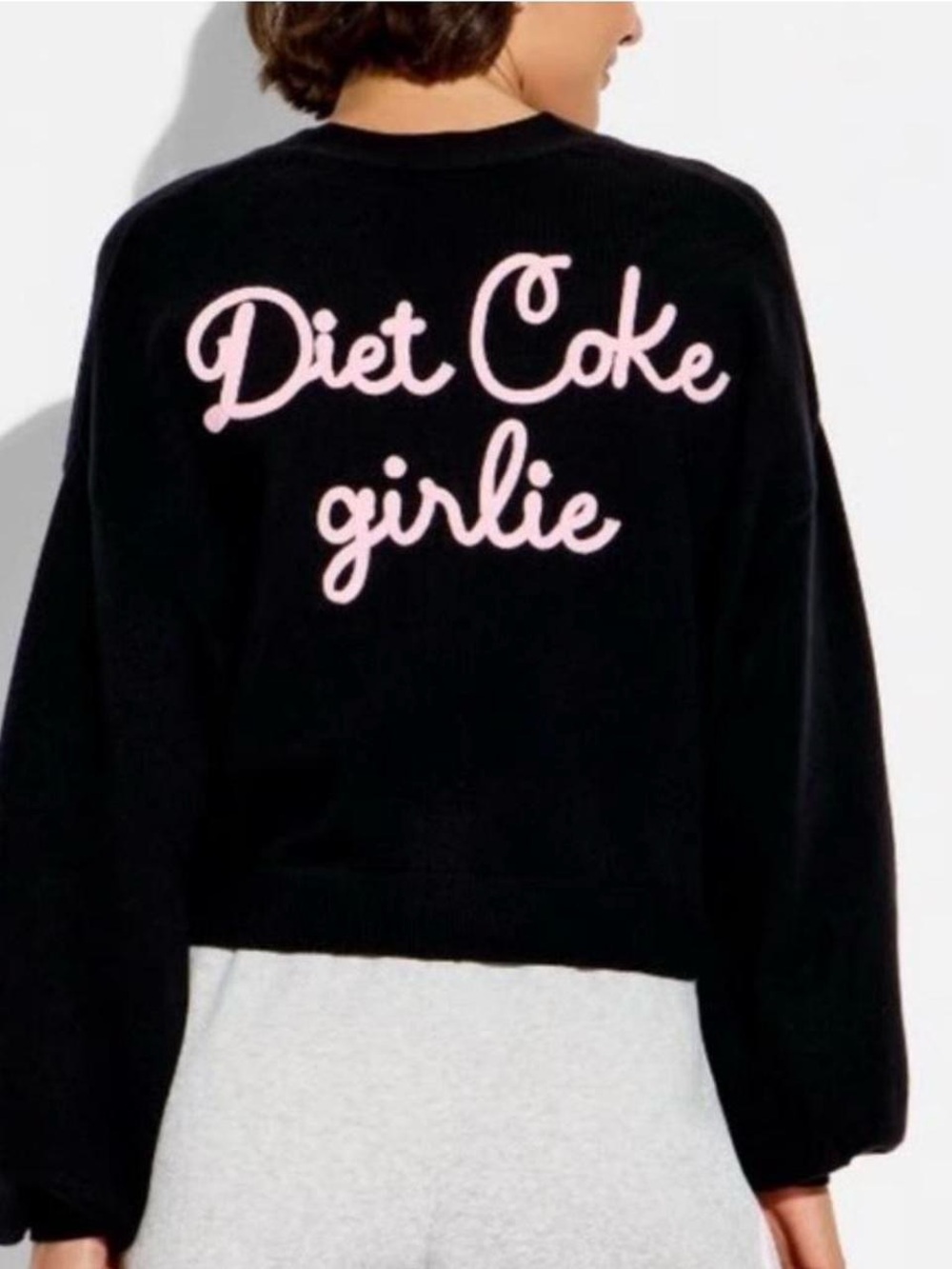 Adorable Diet Coke girlie black cardigan with cute bow buttons XL